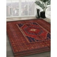thumbnail image 2 of Ahgly Company Indoor Round Traditional Chestnut Brown Persian Area Rugs, 4' Round, 2 of 6