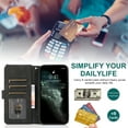 thumbnail image 6 of SaniMore for iPhone 15 Case (6.1" 2023) with Zipper Wallet & Wrist Strap & Magnetic Closure Card Slots Kickstand Shockproof Anti-drop Slim Full-around Protective Business Cover, Black, 6 of 8