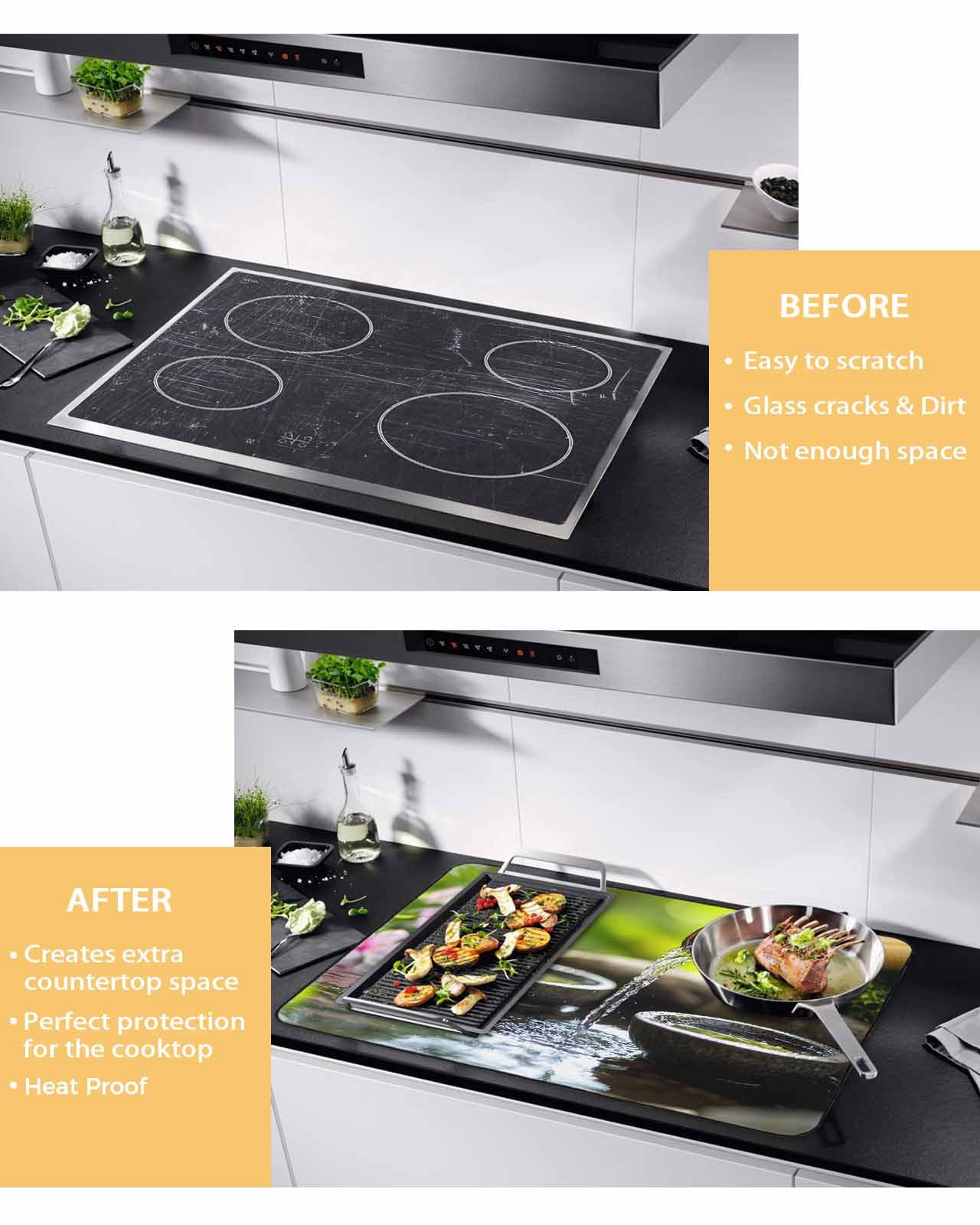 nqOlkjepod Large Induction Cooktop Protector Mat 36"x21", Flowing Water Zen Stones Stove Top Covers for Electric Stove, Modern Country Abstract Art Stove Burner Cover Mats, Glass Top Stove Cover