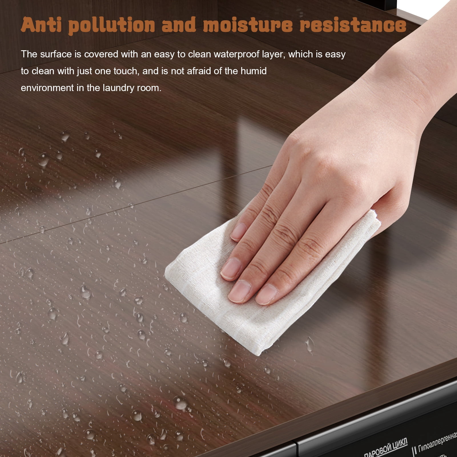 Anti-Slip Washer Dryer Countertop, 27.5" x 27" Heavy Duty Laundry Shelf with Silicone Strips & Edge Rails, Secure Top for Vibrating Machines