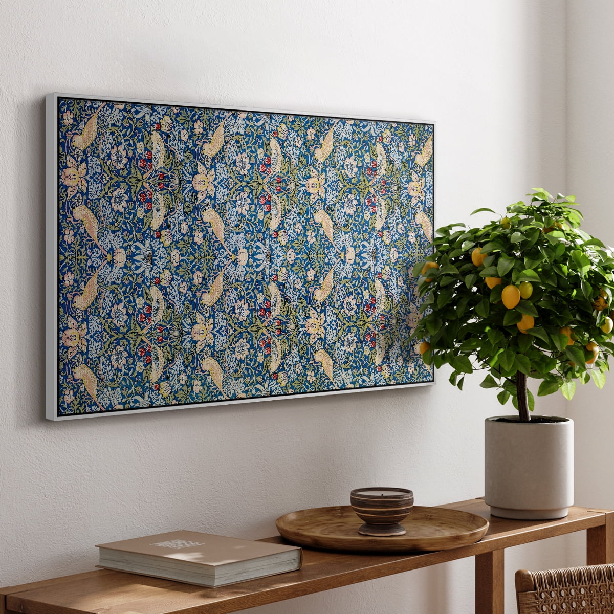 Vintage Abstract Print-XXI Framed in White Wood Gallery Wrapped Canvas 25 in. x 37 in.