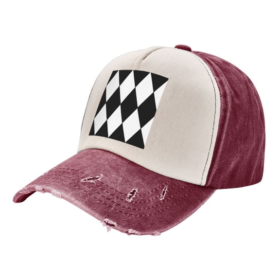 Harlequin Baseball Cap Distressed Adjustable Vintage Cotton Denim Hat for Women Men