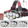 thumbnail image 1 of LED Headlamp, 350000LM Headlamp, Rechargeable, Waterproof, with 8 LEDs, 8 Lighting Modes, 1 of 4