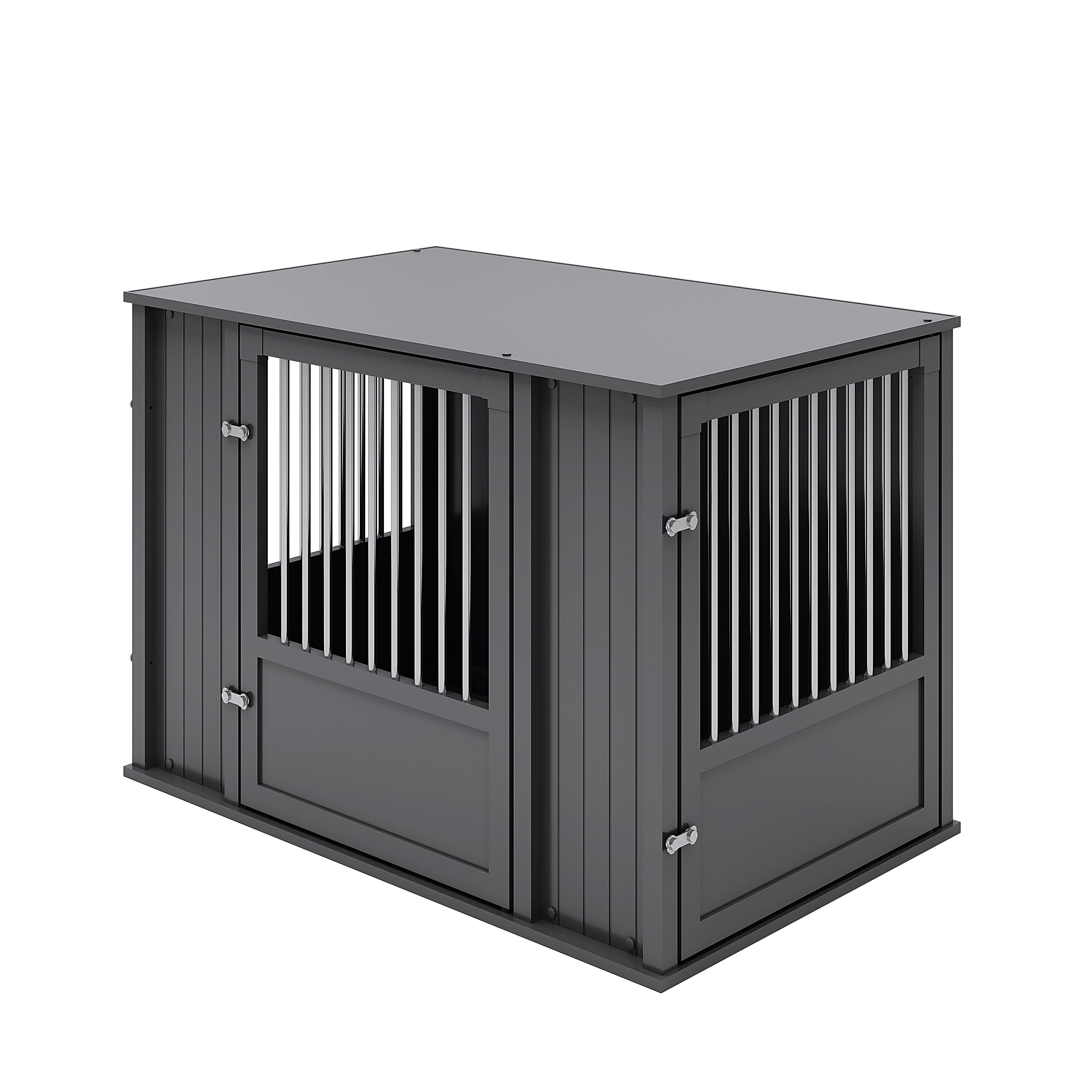 New Age Pet® ECOFLEX® Flexi Door X Large Dog Crate in Black with Brushed Stainless Bars