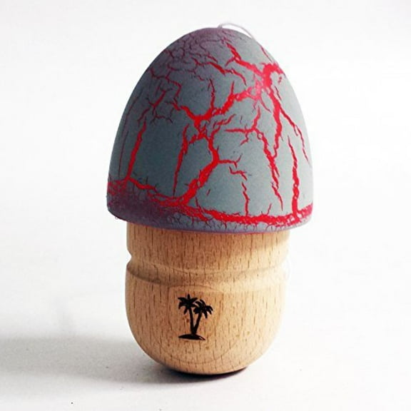 Bahama Kendama Mushroom 'pill' style kendama- Crackled Paint-Gray over Red