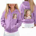 thumbnail image 3 of NAISIBABY Girls' Fleece-Lined Sweatshirt – Solid Color Long Sleeve Hooded Zip-Up Casual Jacket Purple Size 9, 3 of 7