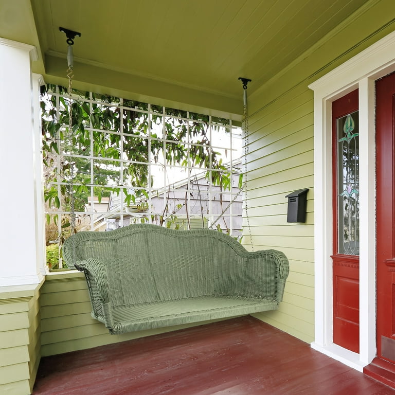 Northlight Hand Woven Resin Wicker Porch Swing with Chain - Green