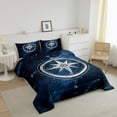 thumbnail image 3 of Erosebridal Nautical Compass Bedding Sets Queen with Comforter, Navy Blue Oil Painting Duvet Insert, Reversible 3pcs, 3 of 8