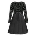 thumbnail image 3 of Runhomal Robe à Sequins pour Filles Col Rond Manches Longues Plissée Fête Mariage Robe Fleurie Noire 10, 3 of 6