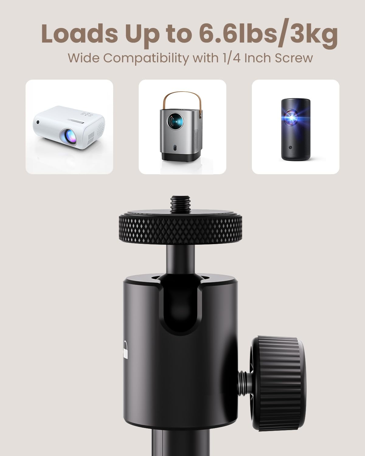 KraftGeek 32" Portable Projector Stand with Ball Head, Compatible with Projectors with 1/4" Screw