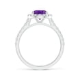 thumbnail image 2 of ANGARA Natural 1.6 Ct. Amethyst with Diamond Halo Ring in 14K White Gold for Women (Ring Size: 3), 2 of 9