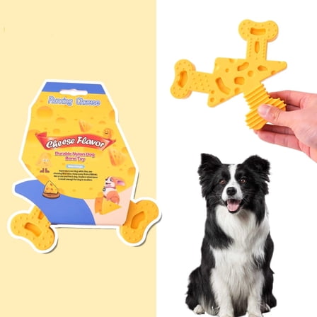 Power Chew Cheese Bone Dog Chew Toy, Cute Dog Toys for Aggressive Chewers, Cheese Flavor, Medium/Wolf