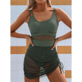 thumbnail image 4 of Women One-Piece Swim Dress Tummy Control Swimsuits Slimming Mesh Sheer Sarong Wraps Bathing Suit Green XXL, 4 of 7