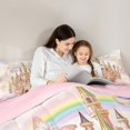 thumbnail image 4 of Manfei Girls Castle Twin Bedding Sets 7pcs, Cute Rainbow Flower Bedding Comforter Set, Chic Butterfly Sheet Sets, Princess Pink Room Decor, 4 of 8