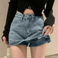 thumbnail image 4 of RUTAYY Women Denim Skirt Short A-Line High Waist Stretch Casual Skirt For Daily Vacation Party Club Solid Color Smocked Boho Pleated Skirts, 4 of 5