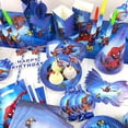thumbnail image 4 of Decoración de cumpleaños de Spiderman, suministros para fiestas, vajilla desechable, vasos de papel, platos, telón de fondo, pancarta, mantel, baby shower para niños, 4 of 5