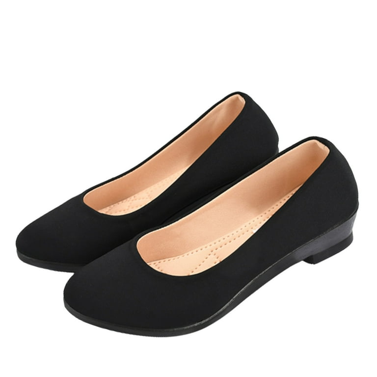 YODETEY Womens Flats Shoes Deals Clearance Cloth Shoes Four Seasons Hotel Work Breathable Lightweight Polyurethane One Foot Technical Wedge Shoes Black Walmart