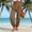 Brown, variant on Womens Linen Pants Harem Pants Casual High Waisted Trousers Cuffed Pants With Pockets Beach Vacation