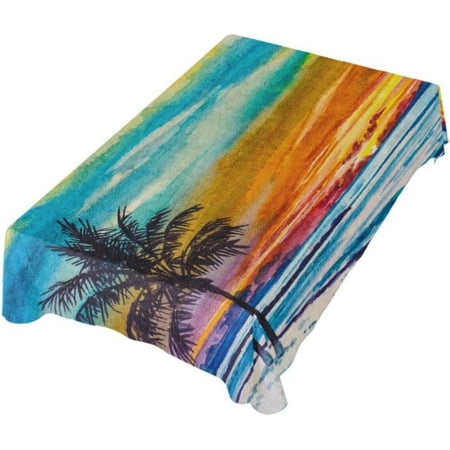 

Hyjoy Ocean Beach Rectangle Tablecloth Dinner Table Cover for Outdoor & Indoor Patio Picnic BBQ Holiday Party 54x72In
