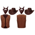 thumbnail image 6 of iiniim Kids Western Cowboy Open Front Vest with Bandanna Hat Carnival Party Fancy Dress Up Brown 14, 6 of 7