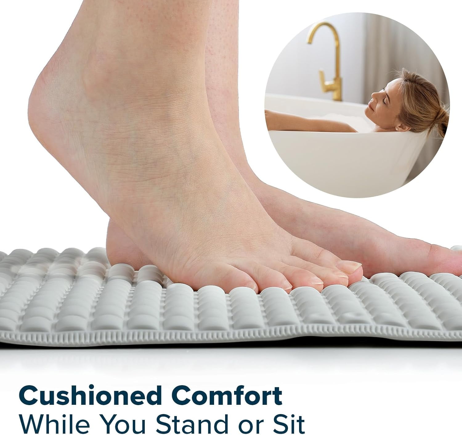 SlipX Solutions Foot Friendly Pillow Top Plus Safety Bath Mat, 15 x 27