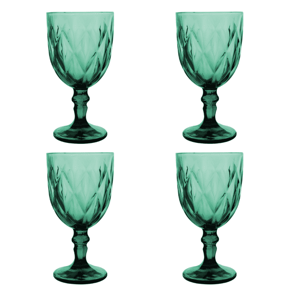 Juego 4 Copas de Vidrio Cristal para Champaña Vino Agua Color Verde
