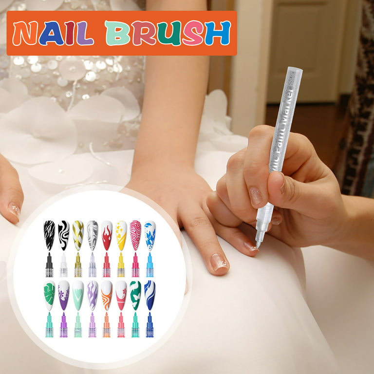 Nail Art 3D Paint Pens, Waterproof Nail Polish Pens, Quick Dry Nail Art  Pens, Drawing Nail Spots Graffiti Spots Brush Flower Pen Hook Line DIY Nail