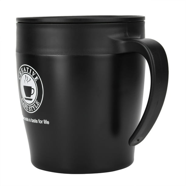 Taza de café Jadeshay con Aislamiento de Acero inoxidable con Cuchara y tapa color blanco 330 ml