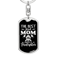 thumbnail image 5 of The Best Kind Mom Firefighter Stainless Steel or 18k Gold Premium Swivel Dog Tag Keychain, 5 of 10