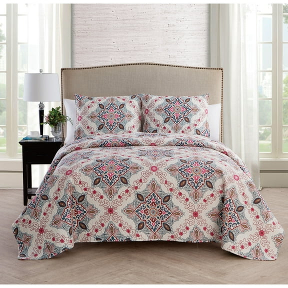 VCNY Home Wyndham 3-Piece Multicolor Medallion Quilt Set, King, Adult, Unisex