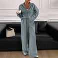 thumbnail image 7 of Pajamas for Women Set Fall Fashion Must Have Womens Pajama Sets V Neck Fitness Pj Set Long Sleeve Shirts Matching Pjs for Couples Light Blue, 7 of 7