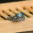 thumbnail image 3 of BGZLEU Retro Vintage Style Statement Party Ring,Dragonfly Lotus Leaf Promise Ring,Sterling Silver Vintage Adjustable Antique Rings,Wide Thumb Ring, 3 of 7