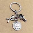 thumbnail image 3 of 1pc And Fork Chair Charms Keychain DAD IS (grill) KING Daddy Family Father's Day Gift Keyring (Silver), 3 of 6