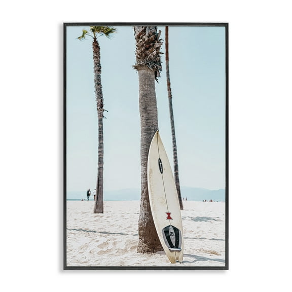 Stupell Industries California Summer Surfboard Nautical & Beach Photography Black Framed Art Print Wall Art, 12 x 18