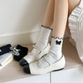 thumbnail image 5 of PMVFHDE Women's Feminine Style Bow Socks, Japanese Lace Trim Socks for Fashion, Adorable with Dresses, Comfortable for All-Day Wear Black, 5 of 5