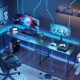 thumbnail image 3 of Bestier 95.2 inch L Shaped Gaming Desk with Power Outlet Reversible Corner Office Desk, 3 of 7