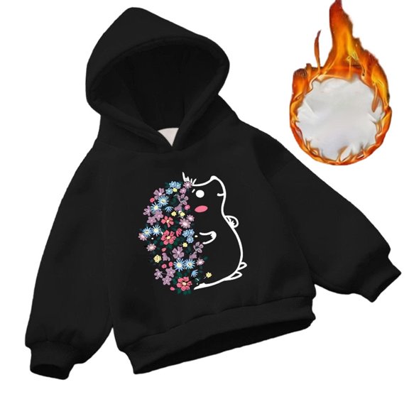Kids' Pullover Hoodie Long Sleeved Jacket Outerwear Top Pullover Shirts ,Size 8T , Black