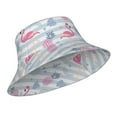 thumbnail image 2 of Easygdp Flamingo and Pineapple Double-Sided Reflective Fisherman Hat for Outdoor and Night Walking, Unisex, 2 of 9
