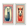 thumbnail image 2 of Designart "Retro Stamp Alpaca Portrait Illustration III" Alpaca Framed Wall Art Set Of 2 - Traditional Red Frame Gallery Set For Office Decor, 2 of 6
