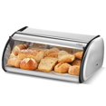 thumbnail image 2 of Enloy Panera Para Encimera De Cocina Panera Con Tapa Enrollable De Acero Inoxidable Soporte De Almacenamiento De Pan Plateado Con Tapa Porta Pan De Gran Capacidad 17 X 11 X 7 Pulgadas, 2 of 5