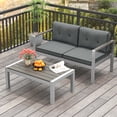thumbnail image 1 of Costway Ensemble de Canapé en Aluminium pour Patio 2 Pcs Table Basse Canapé avec Accoudoirs en WPC, 1 of 9