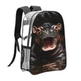 thumbnail image 3 of Kdxio Playful Baby Hippo Splash Clear Backpack, Transparent Bookbag for School for Women Men, Capacity Clear Bag for College, Travel, 3 of 7