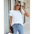 thumbnail image 2 of Women Dressy Casual Tops Business Work Blouses Summer Shirts Short Sleeve Crew Neck Outfits 2025, 2 of 5