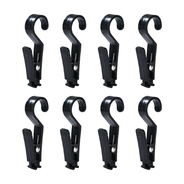 Bearachild Clips de plástico duraderos de 8 piezas Clip de plástico negro resistente y multifuncional de amplia aplicación Almacenamiento y organización del hogar