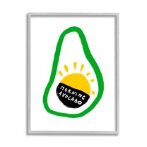 Stupell Industries Morning Avocado with Sunrise Modern Shape Abstraction Food & Beverage Painting Gray Framed Art Print Wall Art, 24 x 30