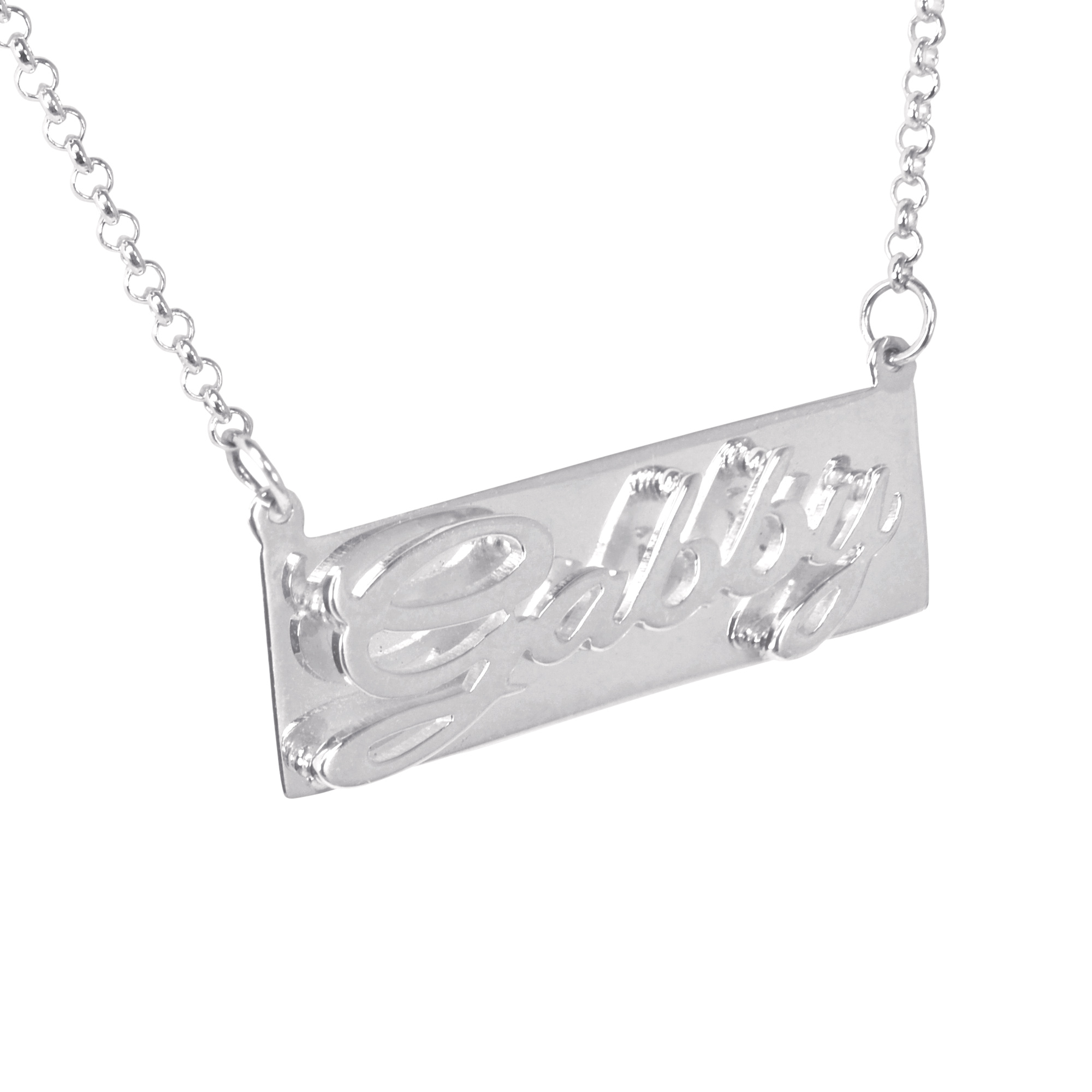 Personalized Double 3-D Script Name Necklace in Sterling Silver