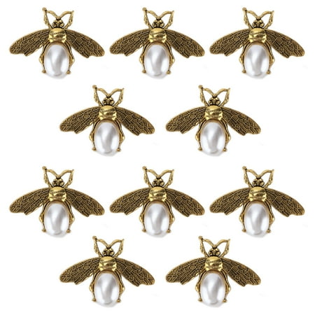 

Brooch Pins Pearl Pins Delicate Appearance Honey Bee Shapes 10 Pieces For Bags Decoration For Clothes Shoes Decoration For Hair Accessories Decoration 3.5x4.7cm Gold