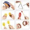 thumbnail image 2 of Mistaha 10-Piece Wooden Percussion Instrument Set with Bells, Drums, Hand Ringing Bells, Sandhammers, Triangular Iron, Wooden Fish, and Transparent Backpack, 2 of 7