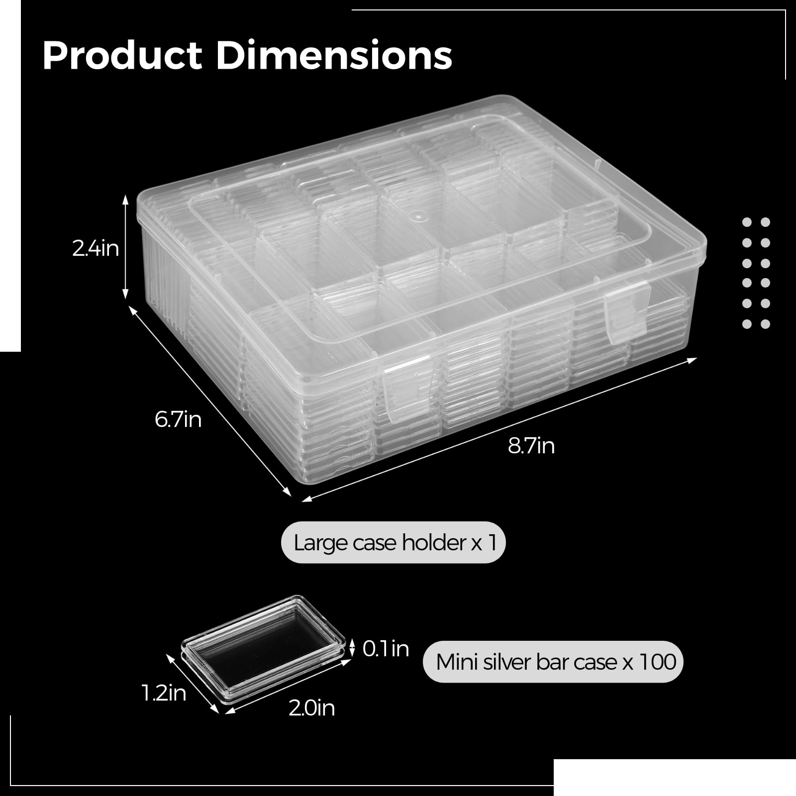 Bottlepic Silver Bar Storage 1 oz Silver Bar Holder Clear Acrylic Storage Container Silver Bar Box Fit for 1 oz Christmas Silver Bar 1 Troy Ounce Bar, 100 Pieces