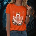 thumbnail image 2 of TOWED22 Fall Shirts for Women Halloween Bow Ghost Flower Graphic Tees Spooky Season Tops Cute Autumn Halloween T-Shirt(Orange,3XL), 2 of 8